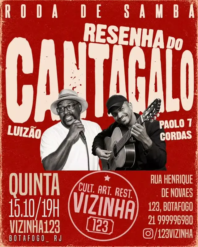 Flyer de Terreiro Cantagalo, Luizão e Paolo 7 Cordas