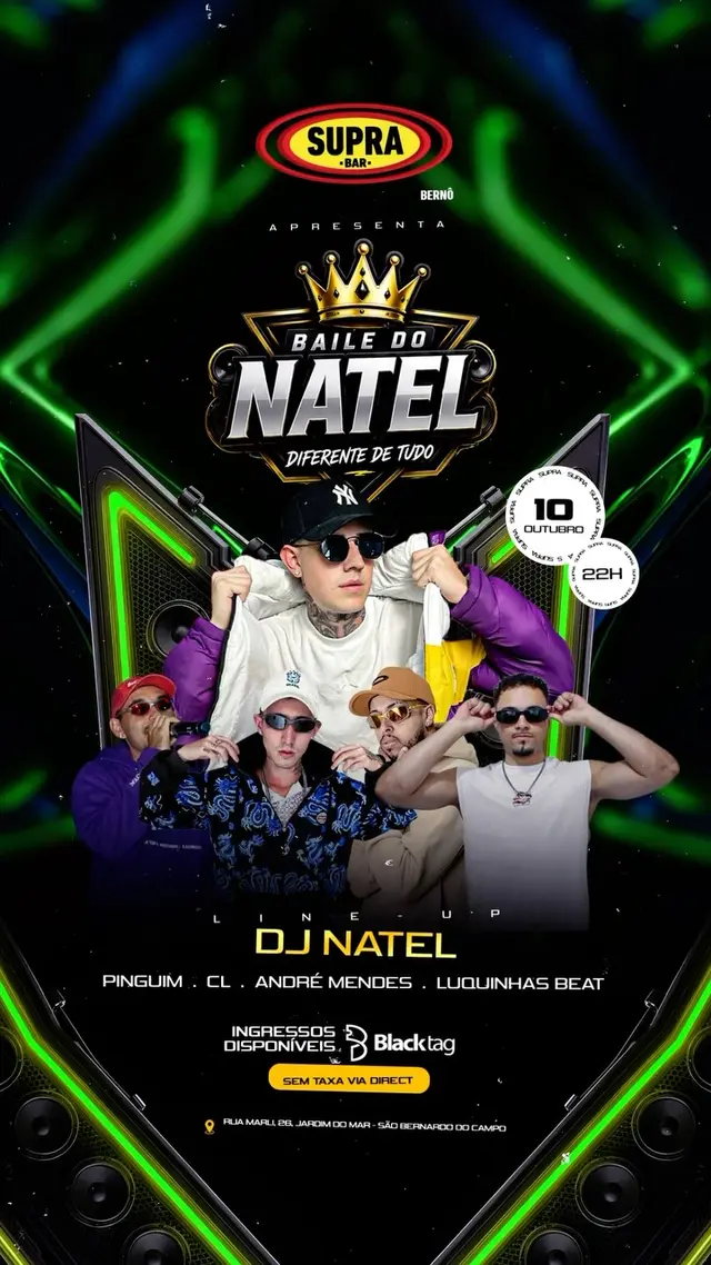 Flyer de DJ Natel, DJ Pinguim, DJ André Mendes e mais 2 artistas