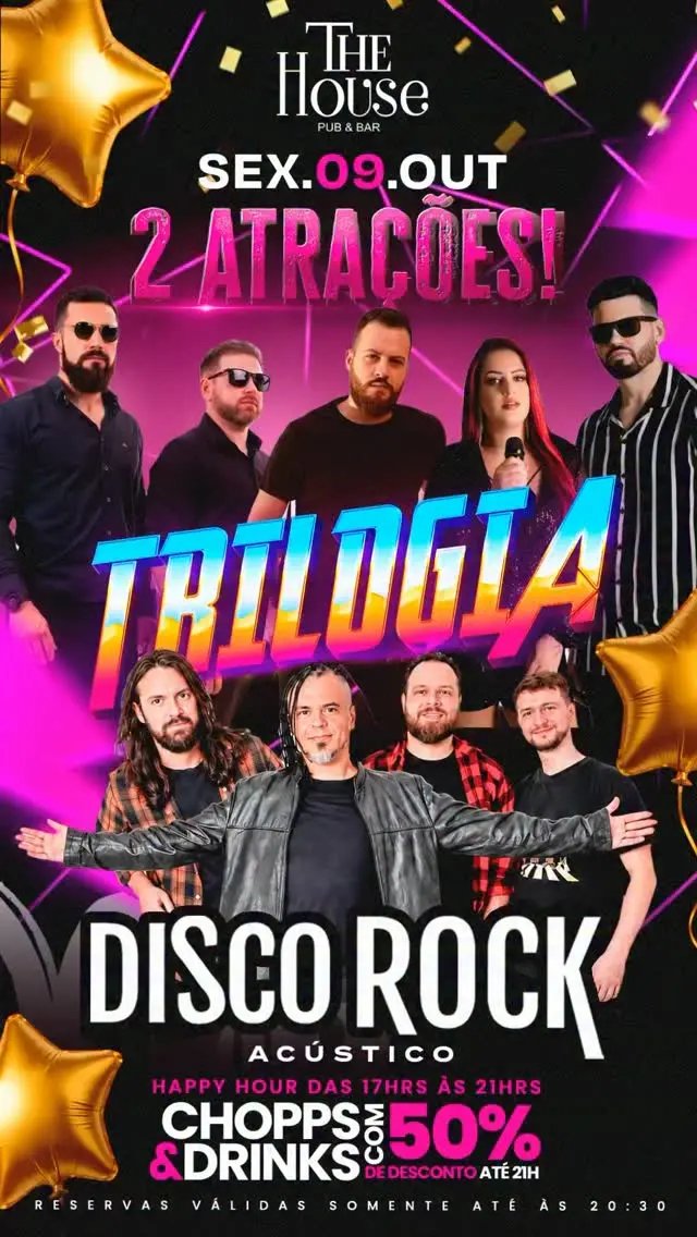 Flyer de Trilogia e Disco Rock Acústico