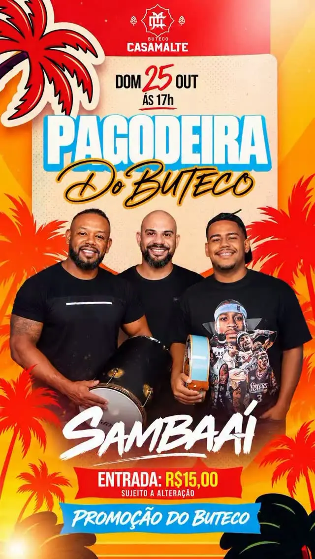 Flyer de Grupo Samba Aí e Pagodeiros