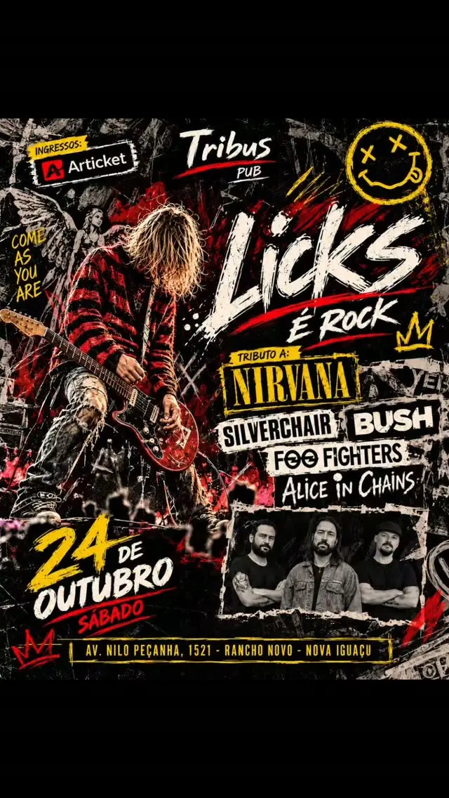 Flyer de Licks e Tributo a Nirvana