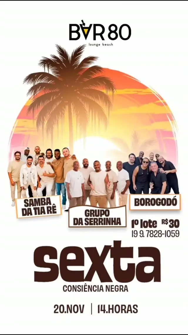 Flyer de Banda Borogodó, Grupo da Serrinha e Samba da Tia Rê