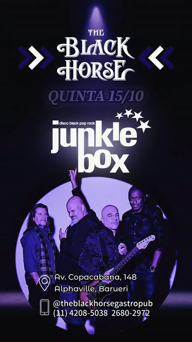 Flyer de Banda Junkie Box, Mama Jam e Kings Of Rock