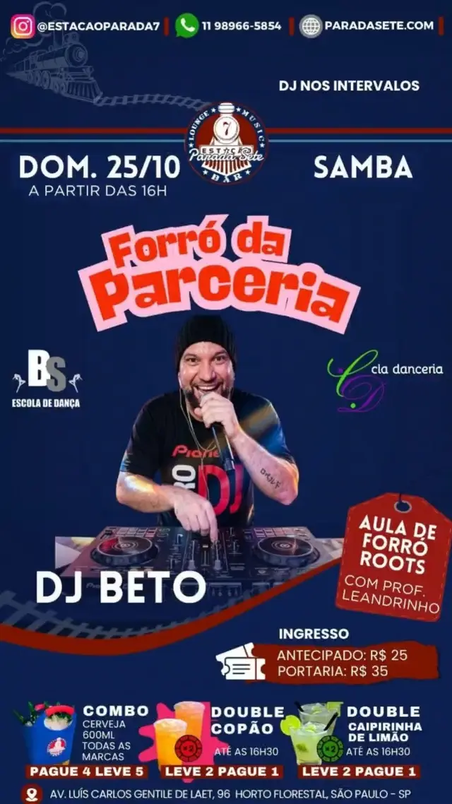 Flyer de DJ Beto e Professor Leandrinho