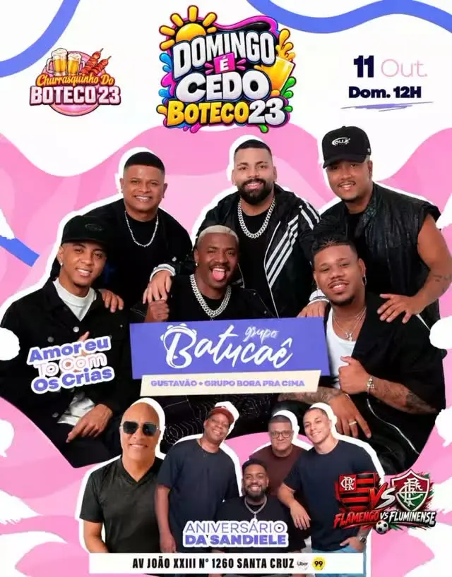 Flyer de Gustavão + Banda, Bora Pra Cima e Grupo Batucaé