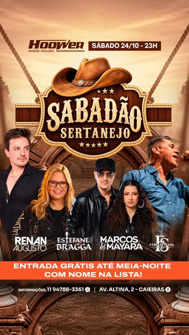Flyer de Renan Augusto, Estefane Braga e mais 2 artistas