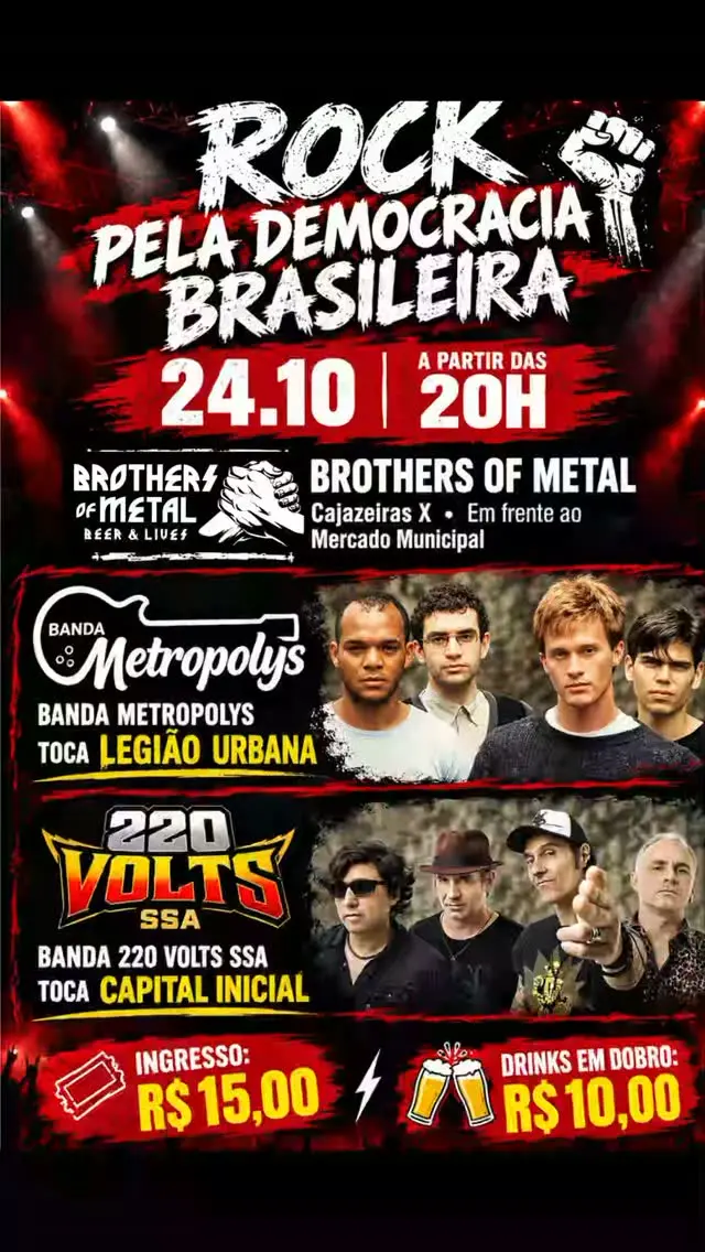 Flyer de Metrópolys e Banda 220 Volts