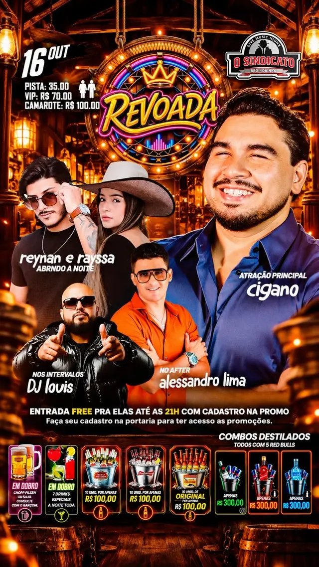 Flyer de Reynan e Rayssa, Louis Santos e mais 6 artistas
