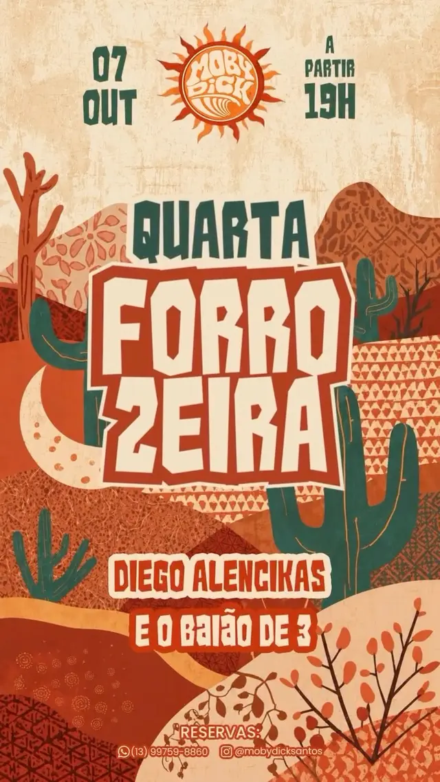 Flyer de Diego Alencikas, Baião de 3 e mais 1 artista