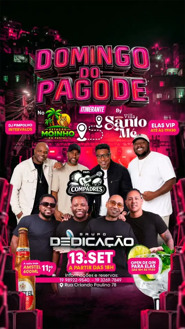 Flyer de Grupo Dedicação, Os Compadres e mais 5 artistas