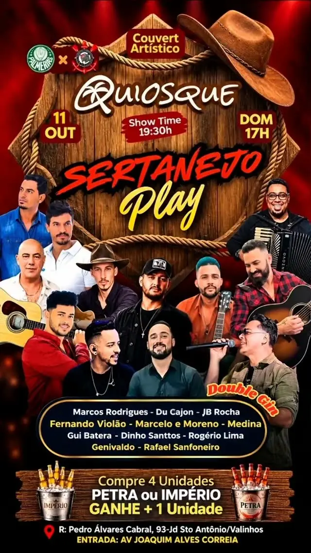 Flyer de Dinho Santos, Vitor Medina e mais 9 artistas