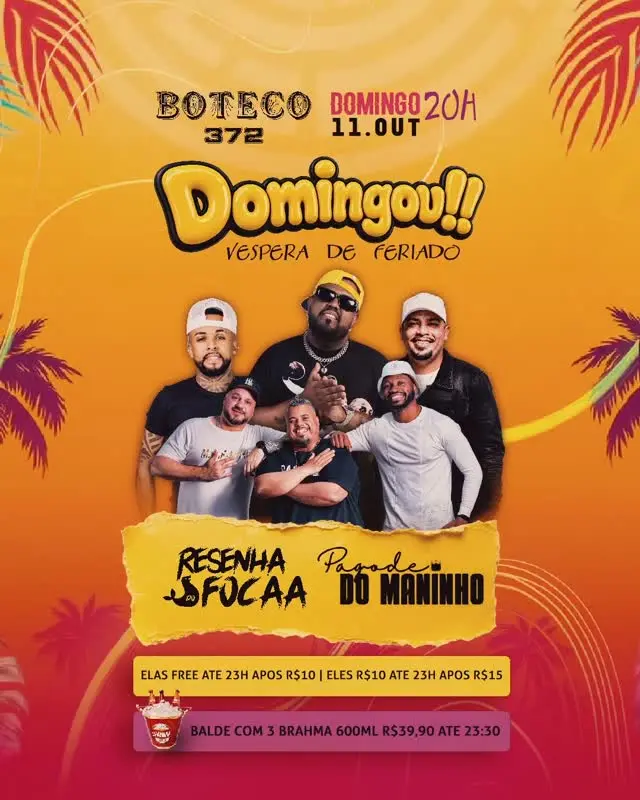 Flyer de Pagode do Maninho e Resenha do Focaa
