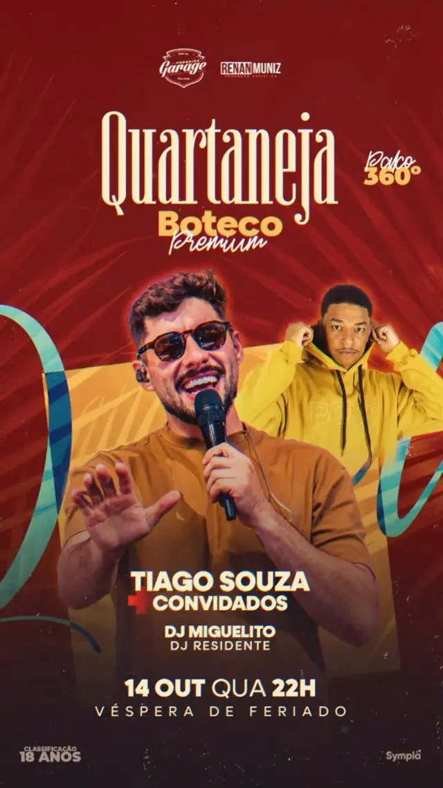 Flyer de Tiago Souza, Quartaneja e DJ Miguelhito