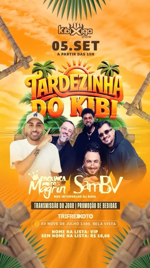 Flyer de Bagunça do Magrin, SamBV e DJ Raul