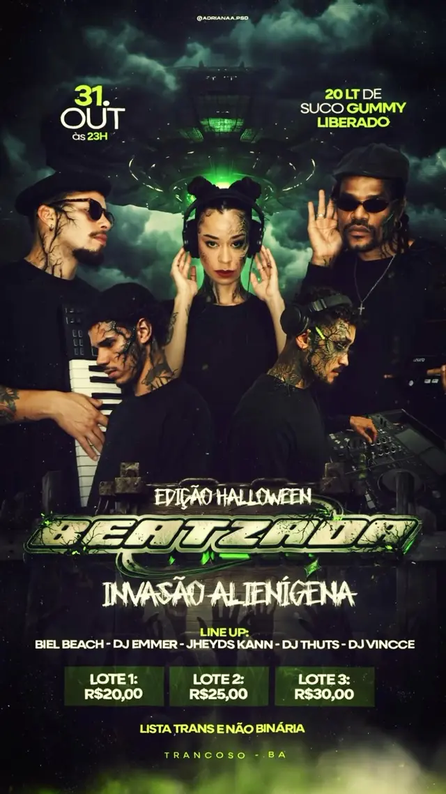 Flyer de Emmer, JHEYDS, Biel Beach, DJ VINCCE e THUTS
