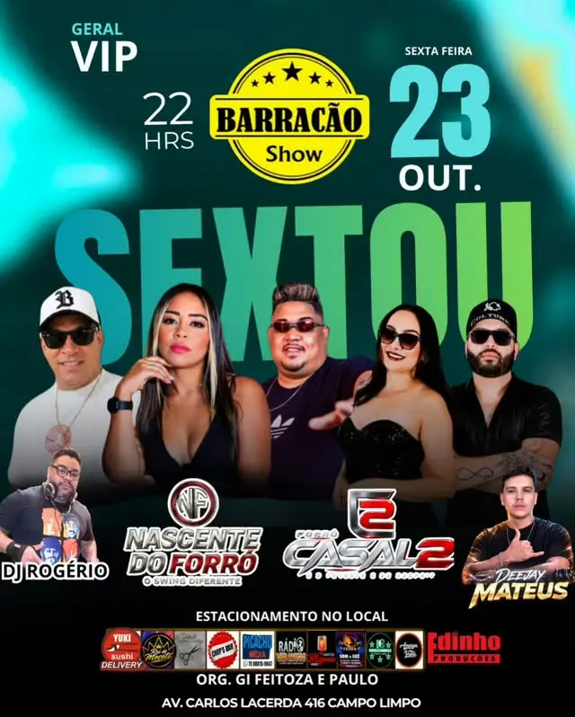 Flyer de Nascente do Forró, Forro Casal 2 e mais 2 artistas