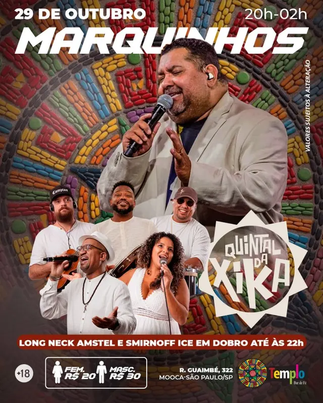 Flyer de Marquinhos Sensação e Quintal da Xica