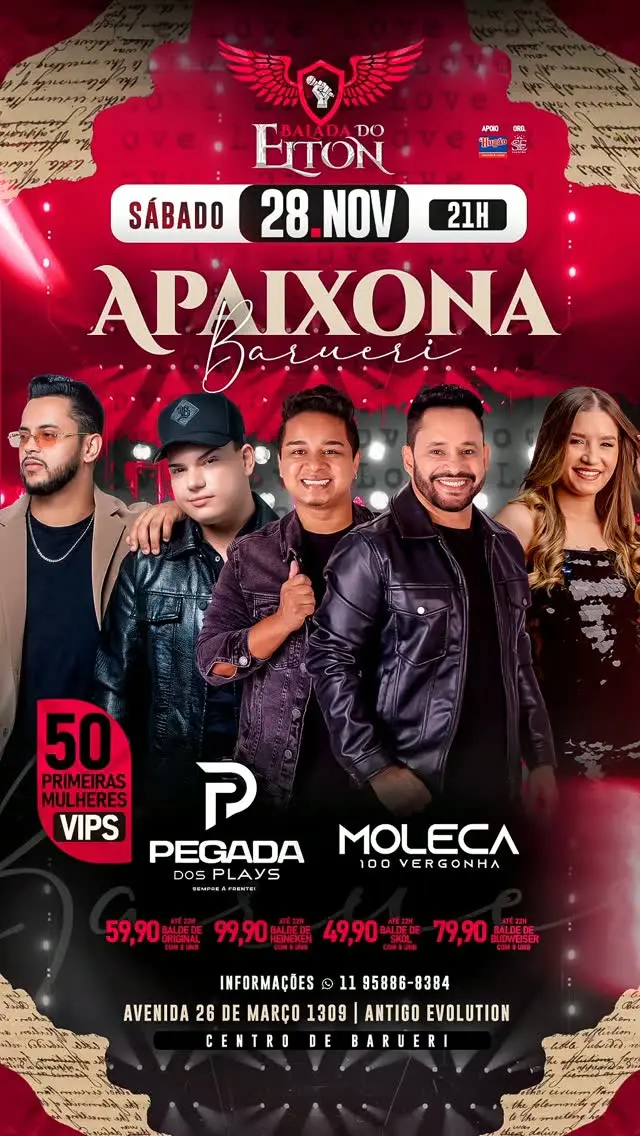 Flyer de Pegada dos Plays e Moleca 100 Vergonha