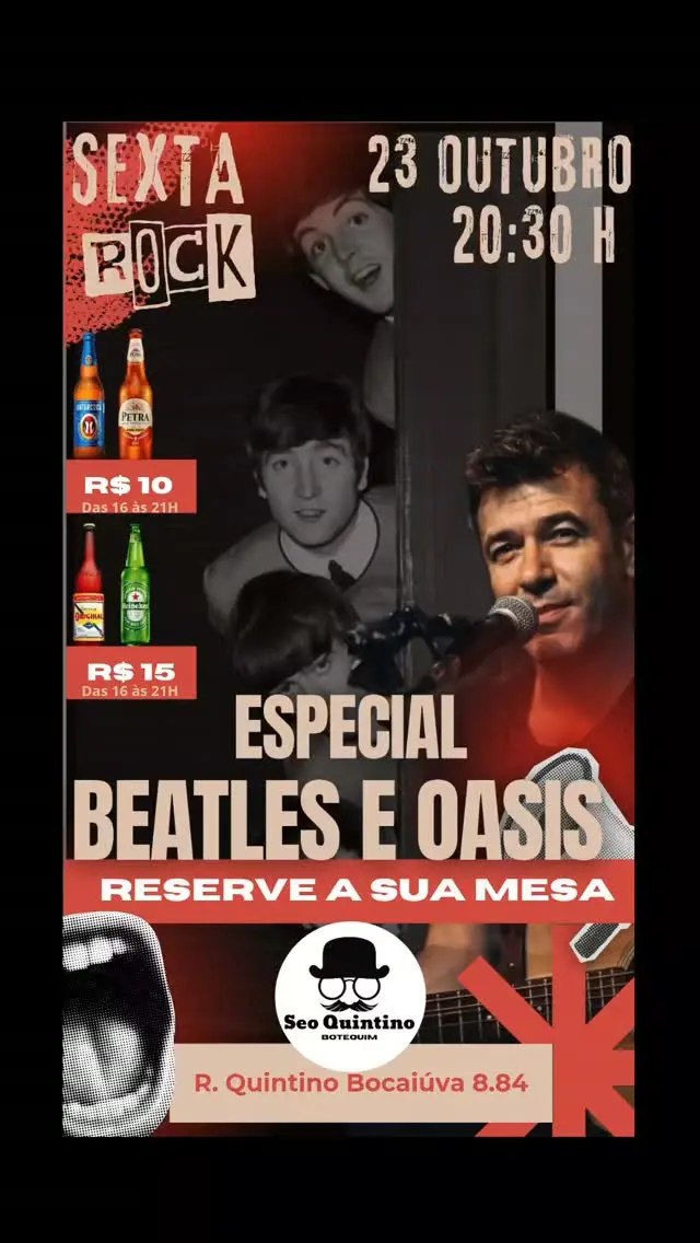 Flyer de Especial Beatles e Oasis