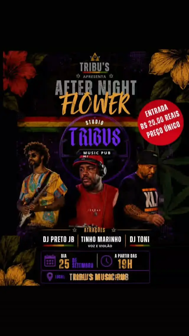 Flyer de Tinho Marinho, DJ Preto JB e DJ Toni