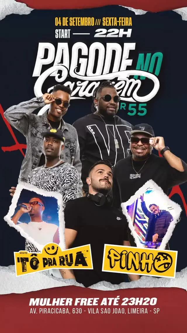 Flyer de Grupo Tô Pra Rua e DJ Pinho