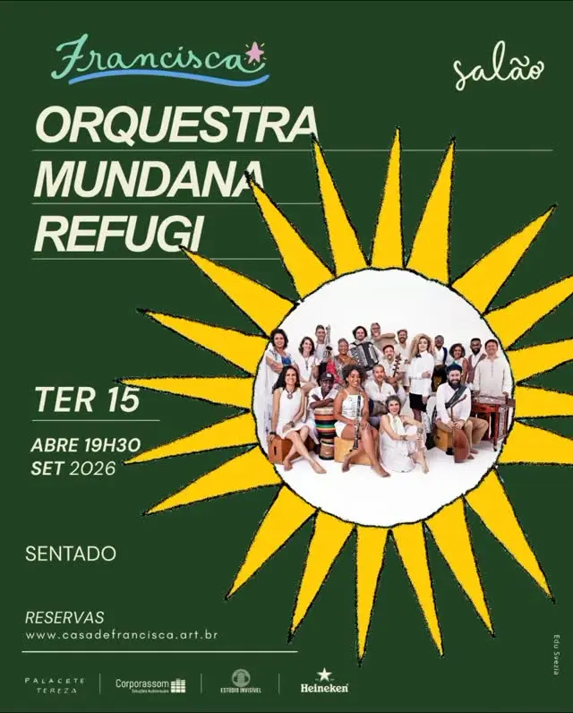 Flyer de Orquestra Mundana Refugi e mais 3 artistas