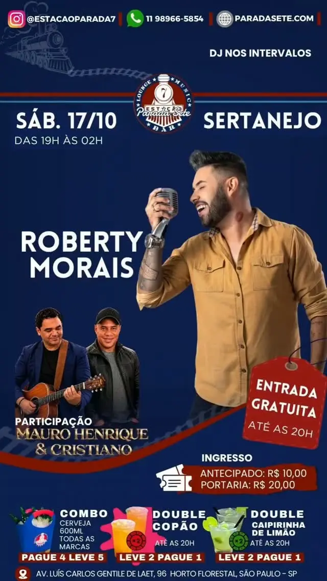Flyer de Roberty Morais e Mauro Henrique & Cristiano