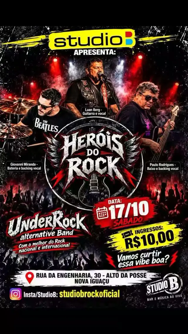 Flyer de Banda UnderRock e HERÓIS DO ROCK