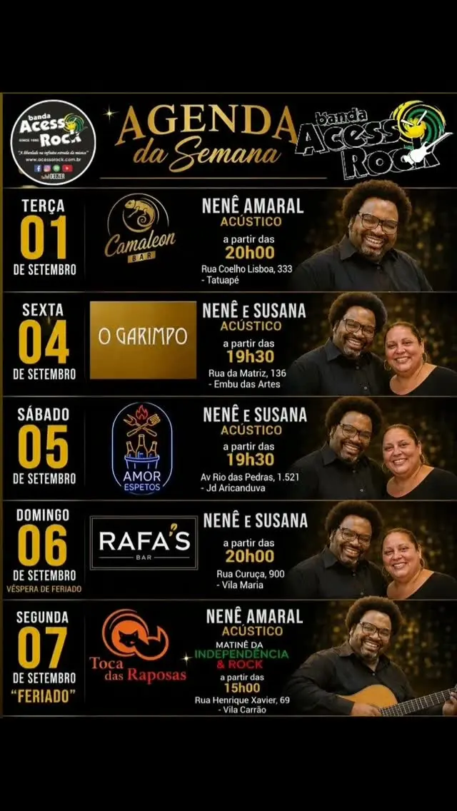 Flyer de Acesso Rock e Nenê e Susana