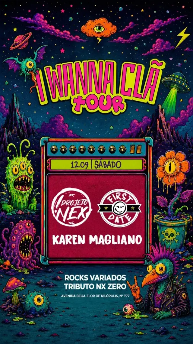 Flyer de Karen Magliano, Projeto Nex e mais 2 artistas