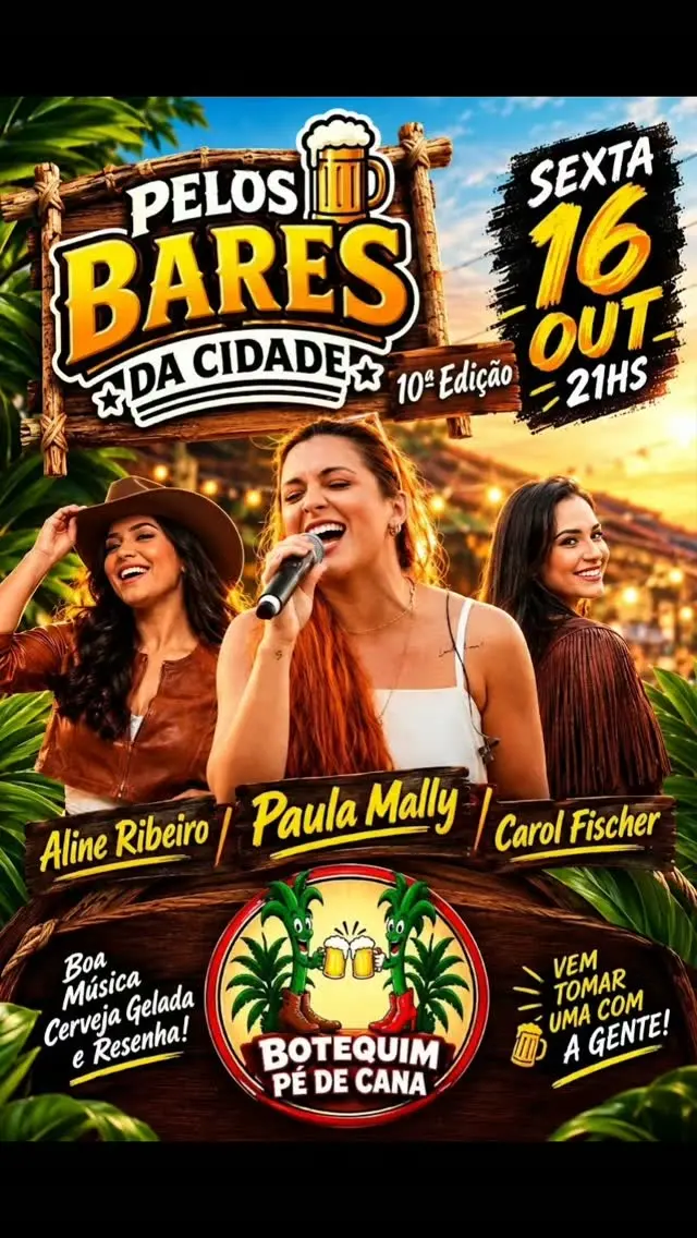 Flyer de Paula Mally, ALINE RIBEIRO e Carol Fischer