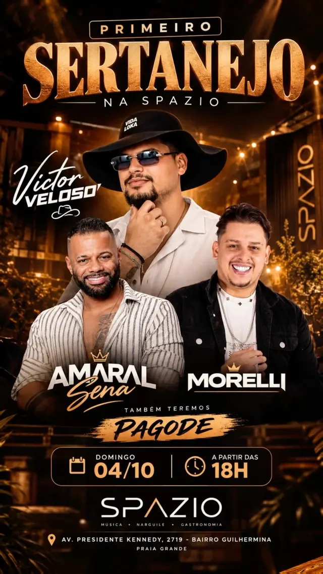 Flyer de Amaral Sena, Victor Veloso e Morelli