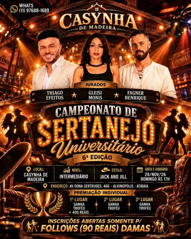 Flyer de THIAGO EFEITOS, GLEISI MONIS e FAGNER HENRIQUE