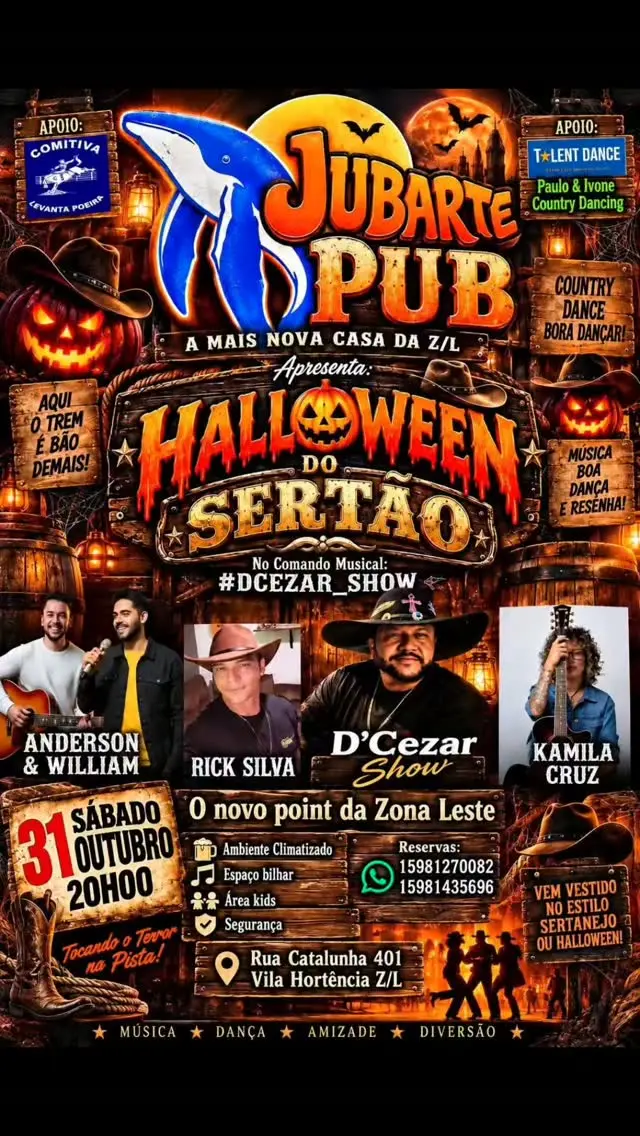 Flyer de Anderson & William, Rick Silva e mais 5 artistas