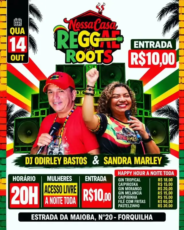 Flyer de Sandra Marley, DJ Odirley e DJ Odirley Bastos