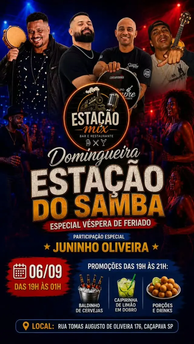 Flyer de Juninho Oliveira, Adriano Carioca e mais 2 artistas
