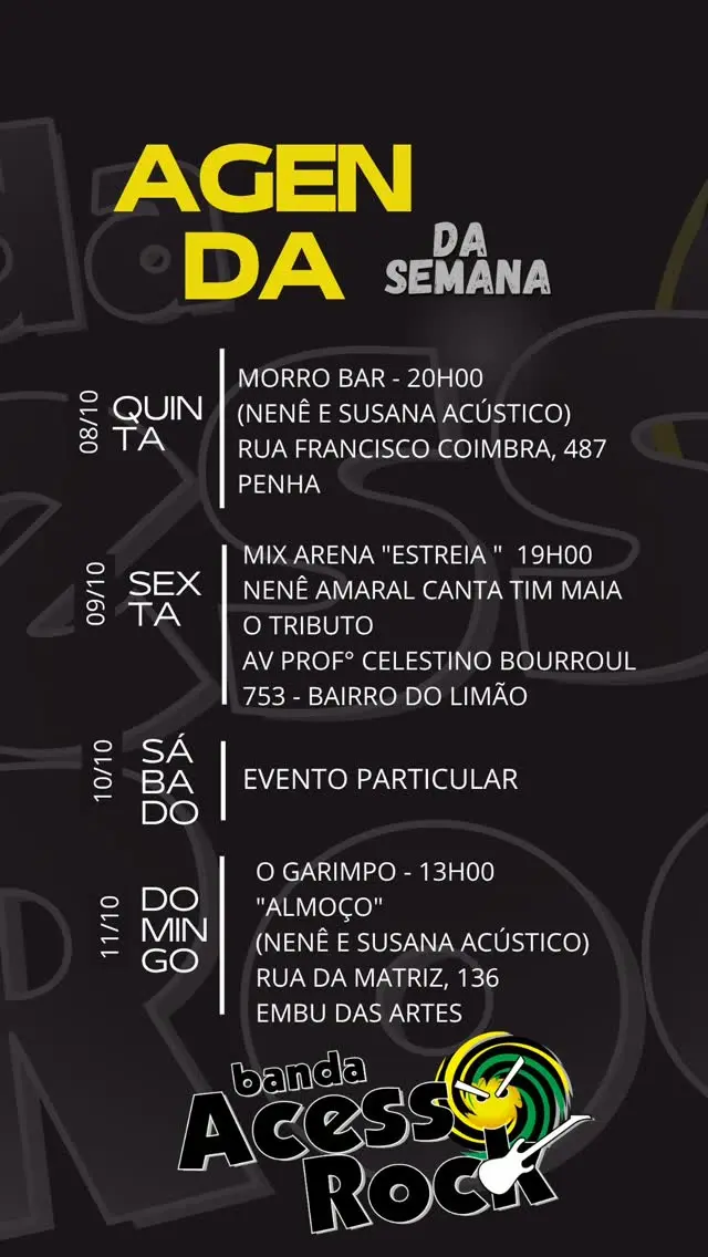 Flyer de Acesso Rock e Nenê e Susana Acústico