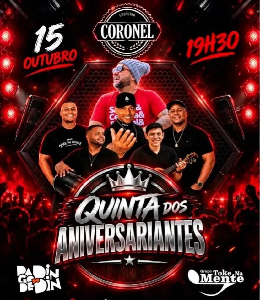 Flyer de Pagode do Dindin e Grupo Toke na Mente