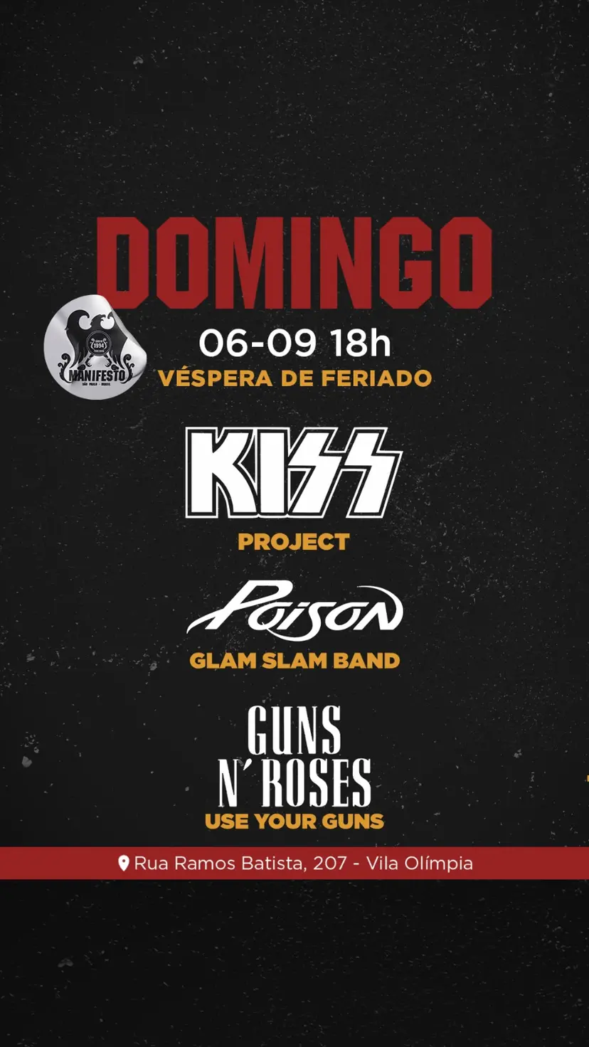 Flyer de Kiss Project, Use Your Guns e mais 3 artistas