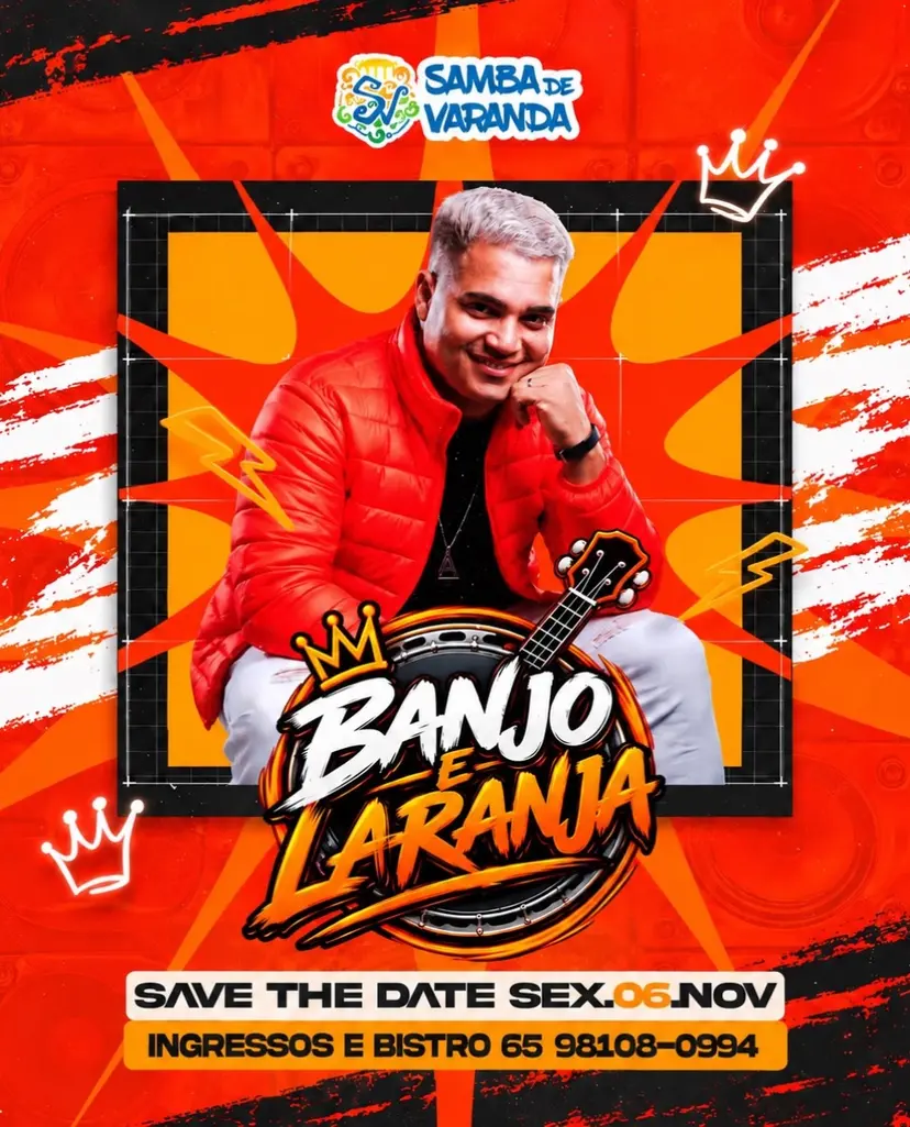 Flyer de Pagode do Laranja e Banjo e Laranja