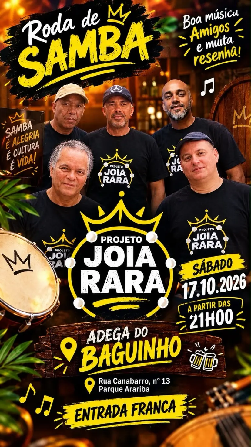 Flyer de Projeto Joia Rara e Adegada Baguinho