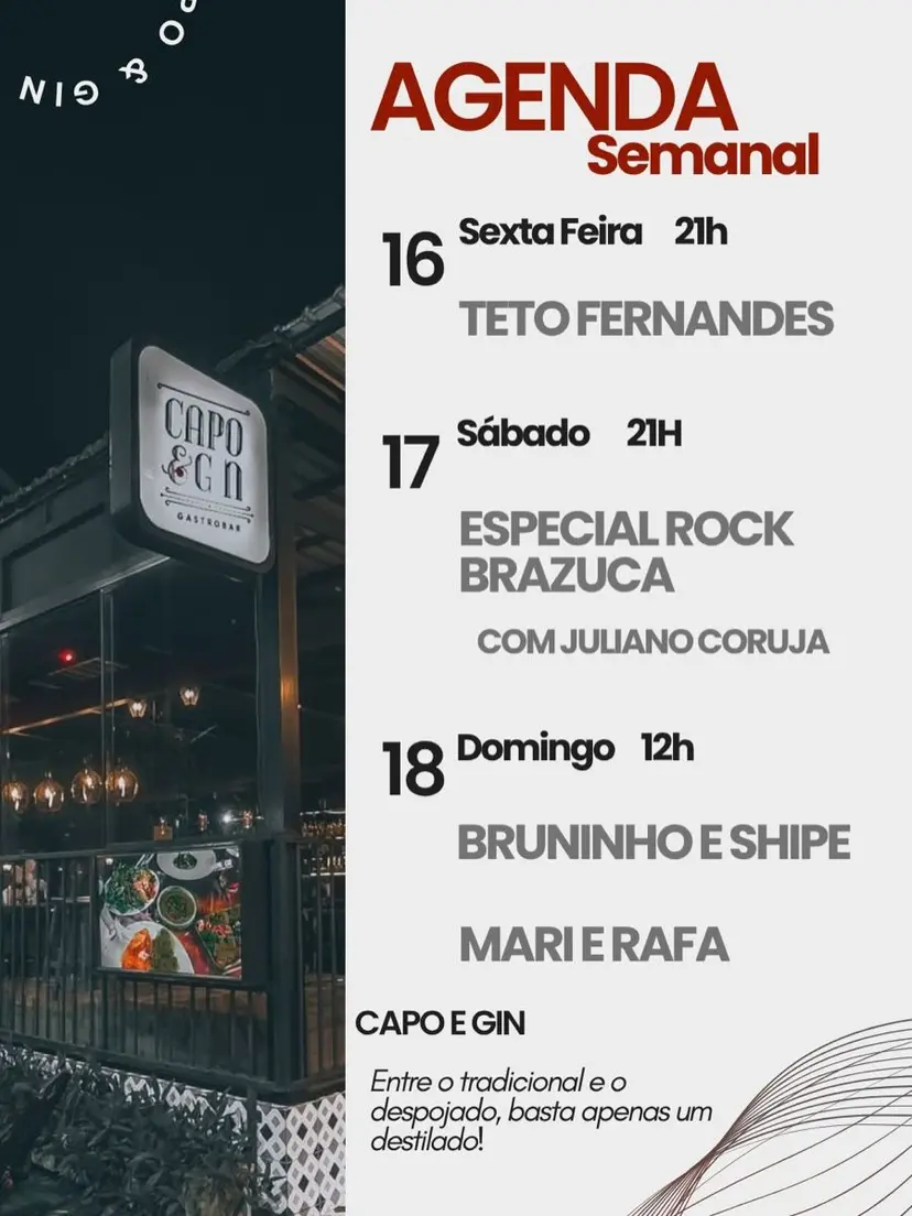 Flyer de Teto Fernandes, Juliano Coruja e mais 2 artistas