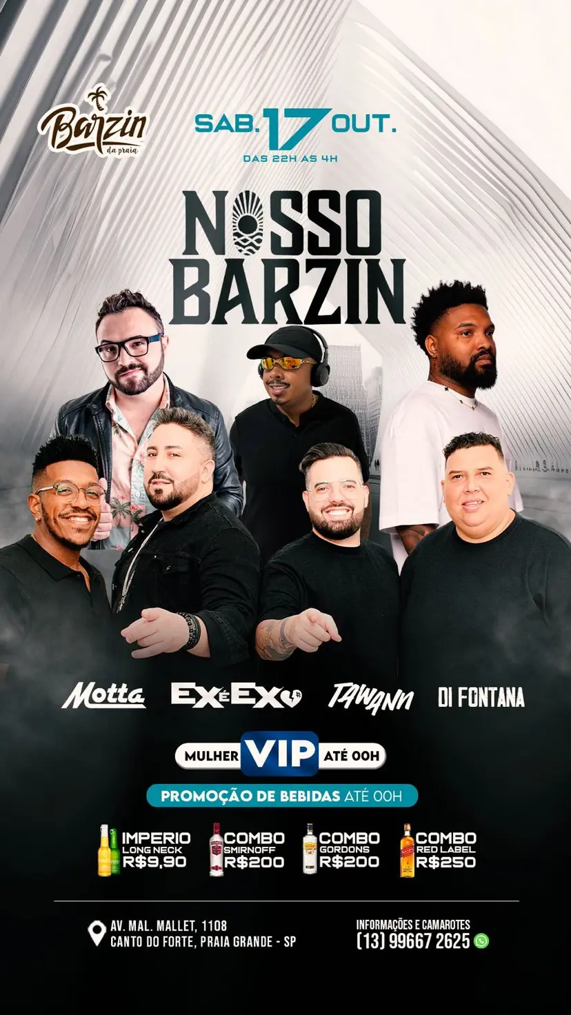 Flyer de Ex É Ex, Tawann, DJ Motta e Di Fontana