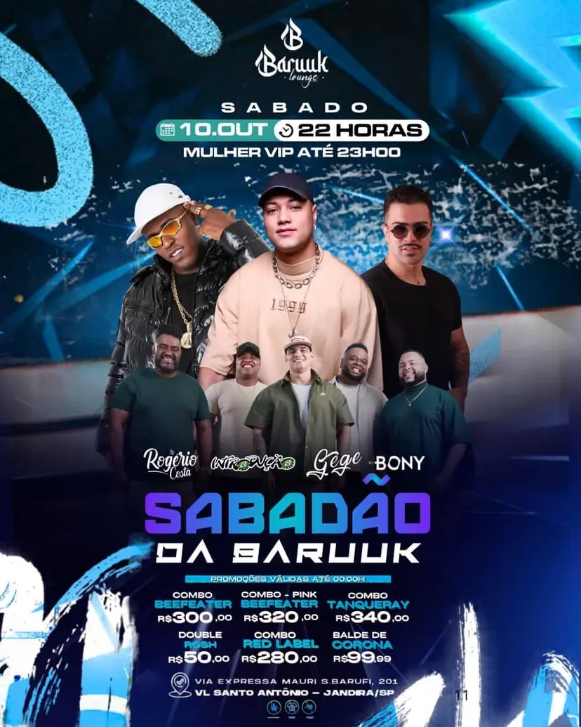 Flyer de Gege, DJ Rogério Costa, Witro e BONY