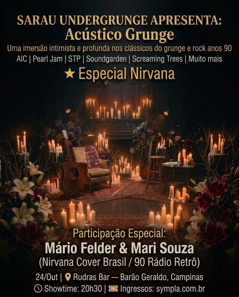 Flyer de Nirvana Cover Brasil, Mario Felder e Mari Sousa
