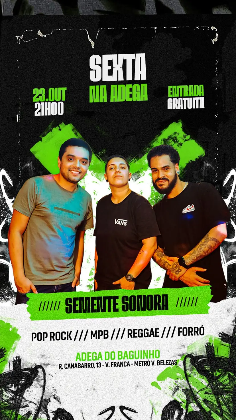 Flyer de Semente Sonora, Guga Cris e mais 2 artistas