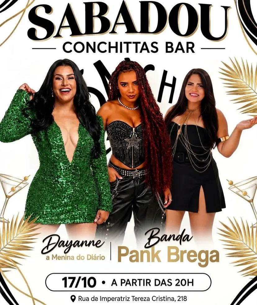 Flyer de Dayanne, a Menina do Diário e Banda Pank Brega