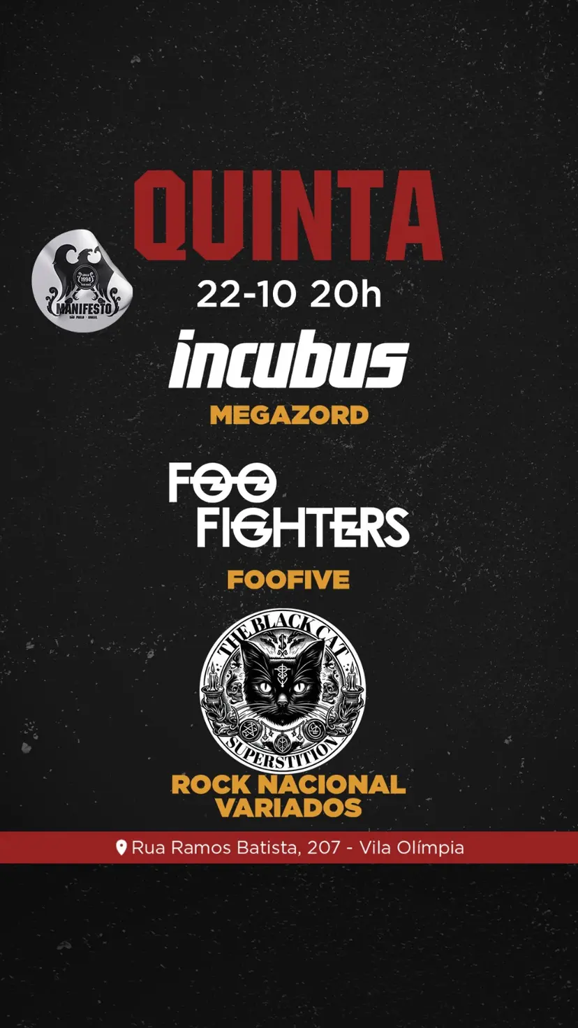 Flyer de Foo Five, Power of Peppers, MEGAZORD e mais 2 artistas