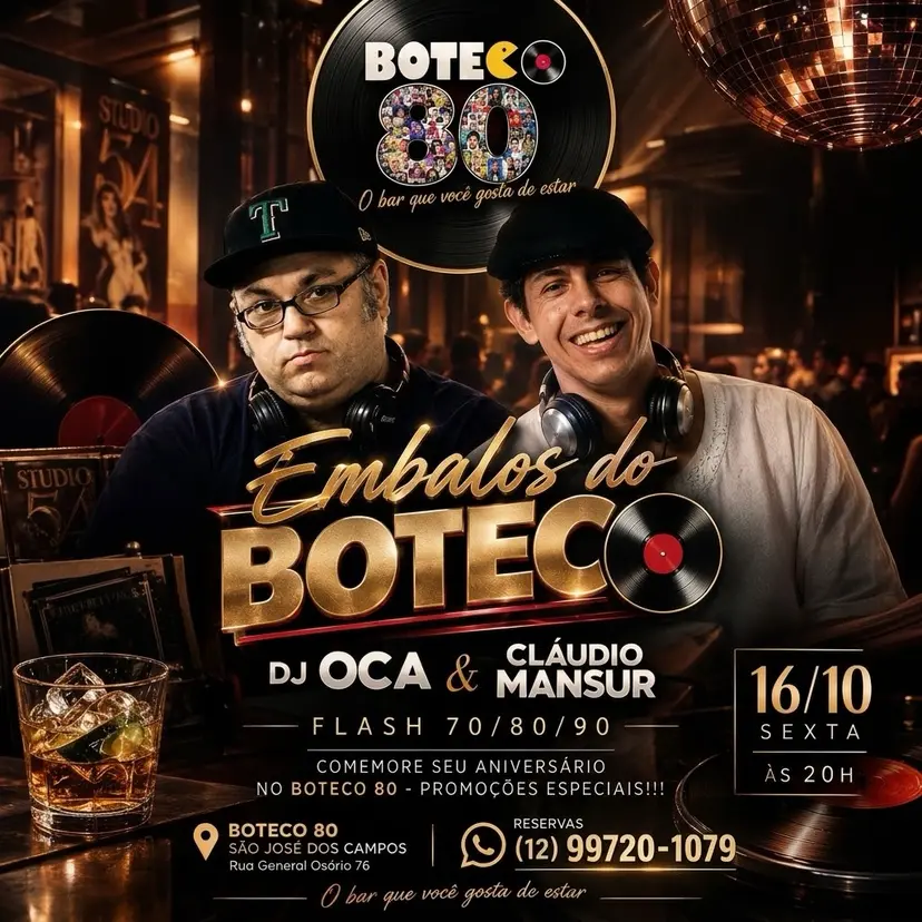 Flyer de DJ Soca e Cláudio Mansur