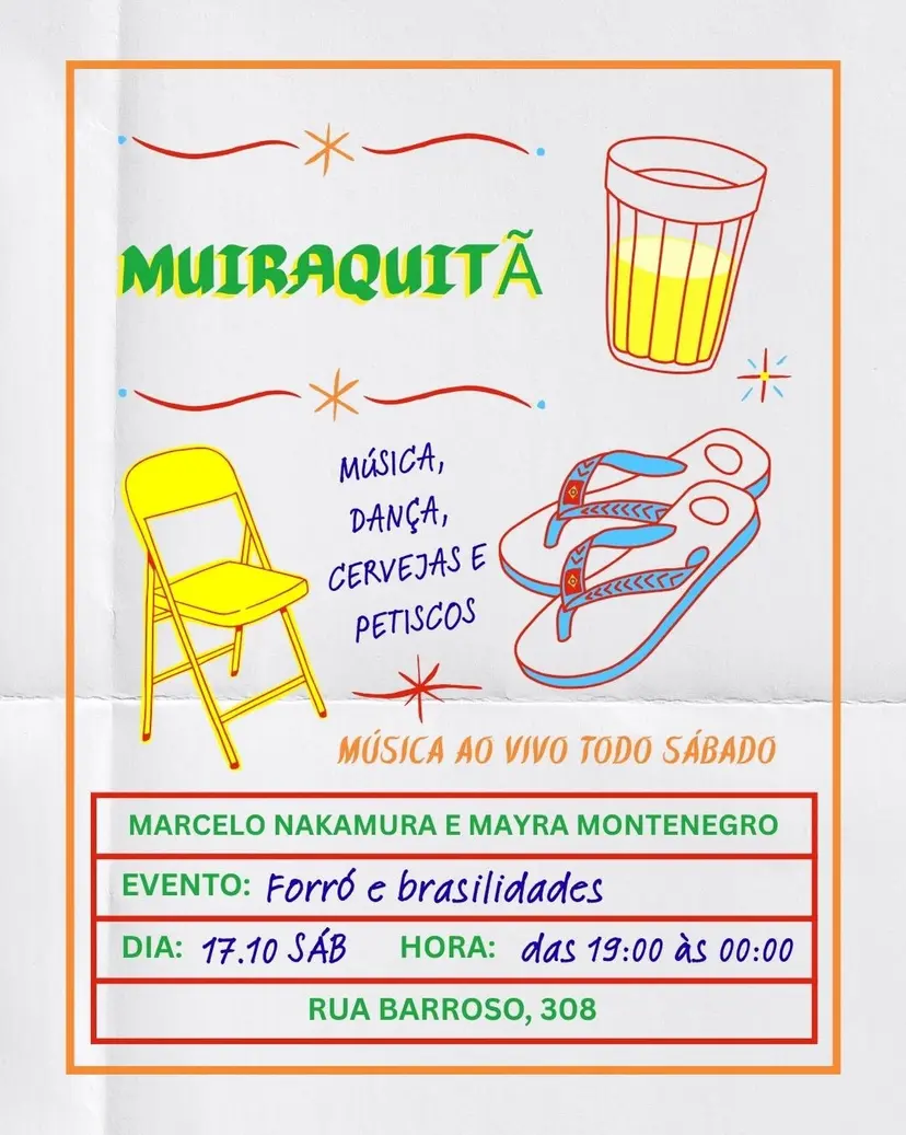 Flyer de Marcelo Nakamura e Mayra Montenegro